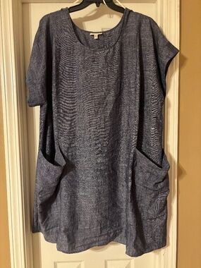 Navy Blue Linen Dress
